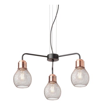 Redo 01-1579 - Pendel på kabel EDISON 3xE27/42W/230V Ø 53 cm sort/kobber