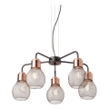Redo 01-1580 - Lysekrone med kabelophæng EDISON 5xE27/42W/230V Ø 53 cm sort/kobber