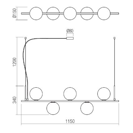 Redo 01-1635 - Lysekrone i en snor TALIS 5xE14/28W/230V