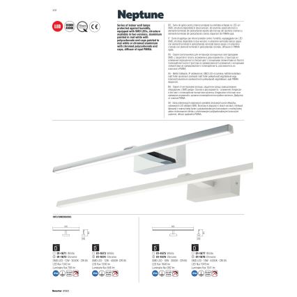 Redo 01-1674 - LED-belysning til badeværelsesspejl NEPTUNE LED/12W/230V 60 cm IP44 blank krom