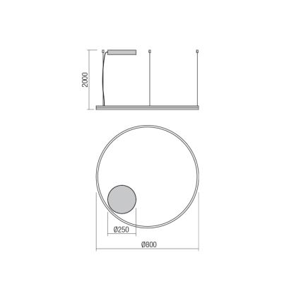 Redo 01-1713 - Dæmpbar LED-pendel på kabel ORBIT LED/55W/230V bronze