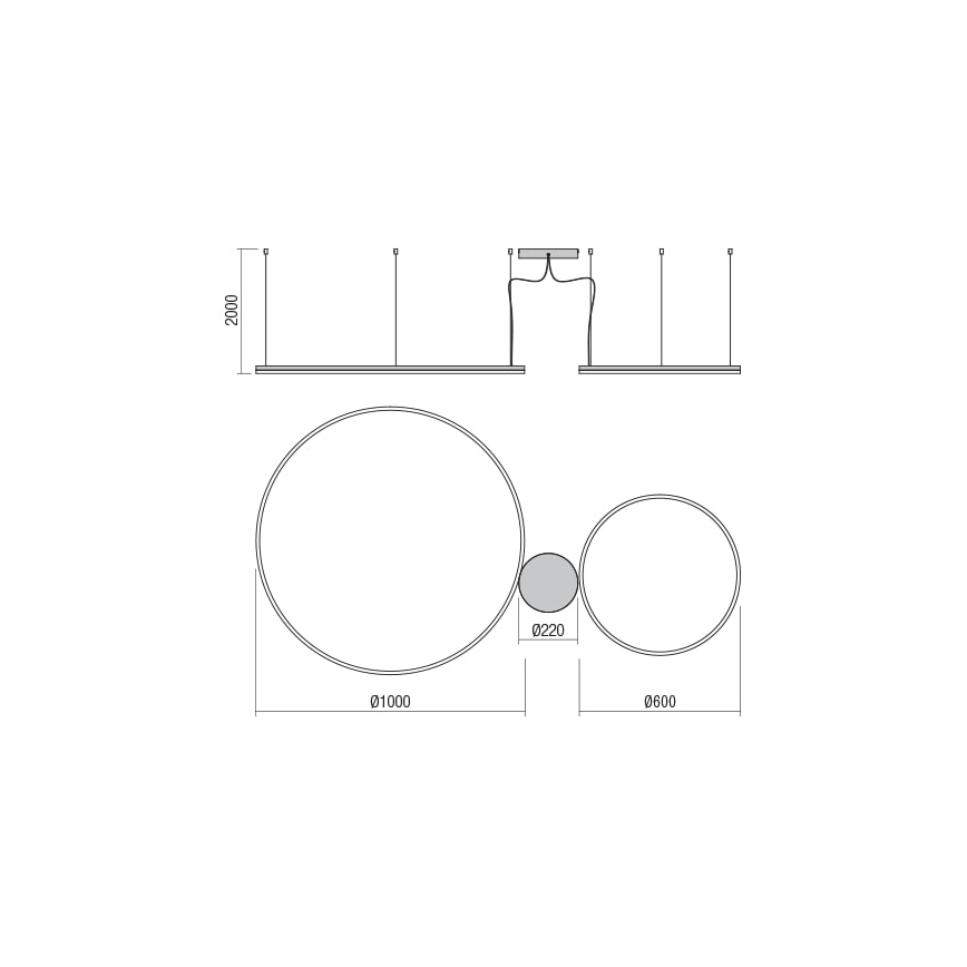 Redo 01-1721 - LED lysekrone i en snor ORBIT LED/42W + LED/66W/230V
