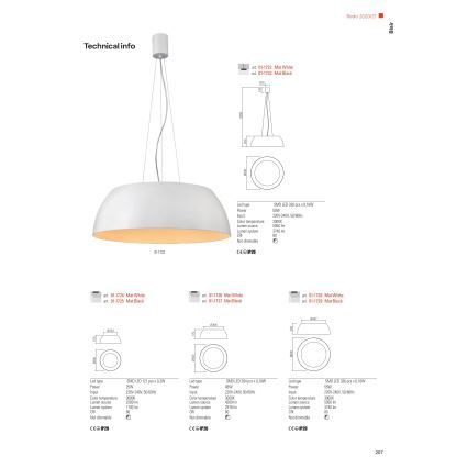 Redo 01-1732 - LED pendel BLAIR LED/55W/230V 3000K hvid