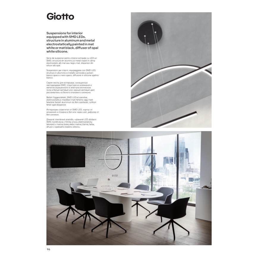 Redo 01-1735 - LED pendel dæmpbar GIOTTO LED/46W/230V sort