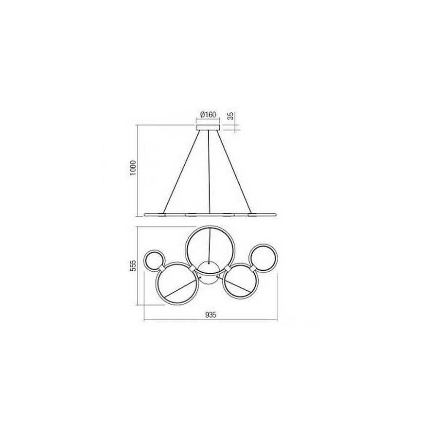 Redo 01-1742 - LED lysekrone i en snor RADIUS LED/45W/230V