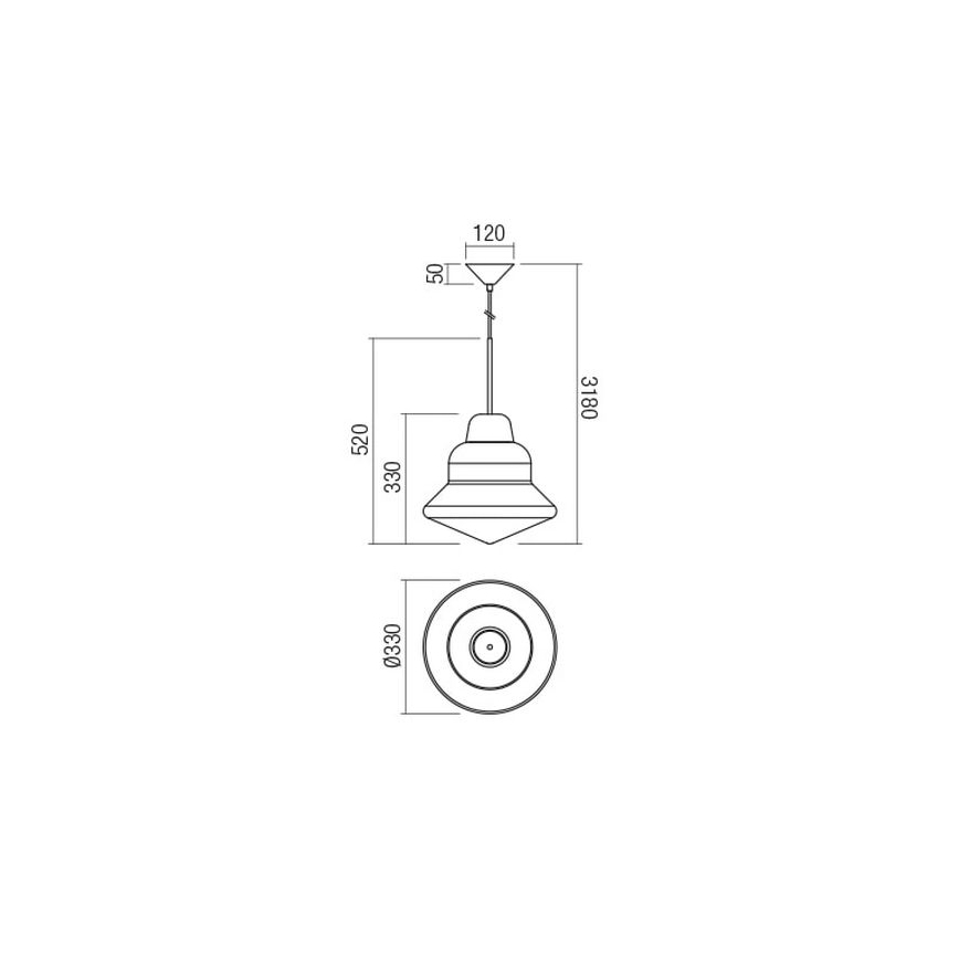 Redo 01-1771 - Pendel AMNO 1x/E27/42W/230V diameter 33 cm grå