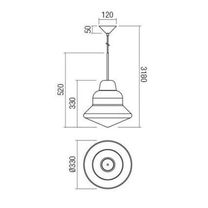Redo 01-1771 - Pendel på ledning AMNO 1xE27/42W/230V Ø 33 cm grå