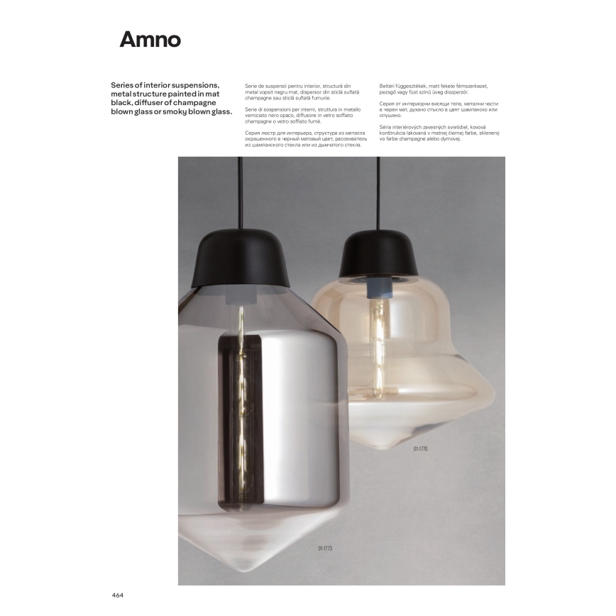 Redo 01-1773 - Pendel AMNO 1x/E27/42W/230V diameter 26 cm grå