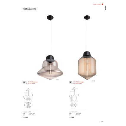 Redo 01-1773 - Pendel AMNO 1x/E27/42W/230V diameter 26 cm grå