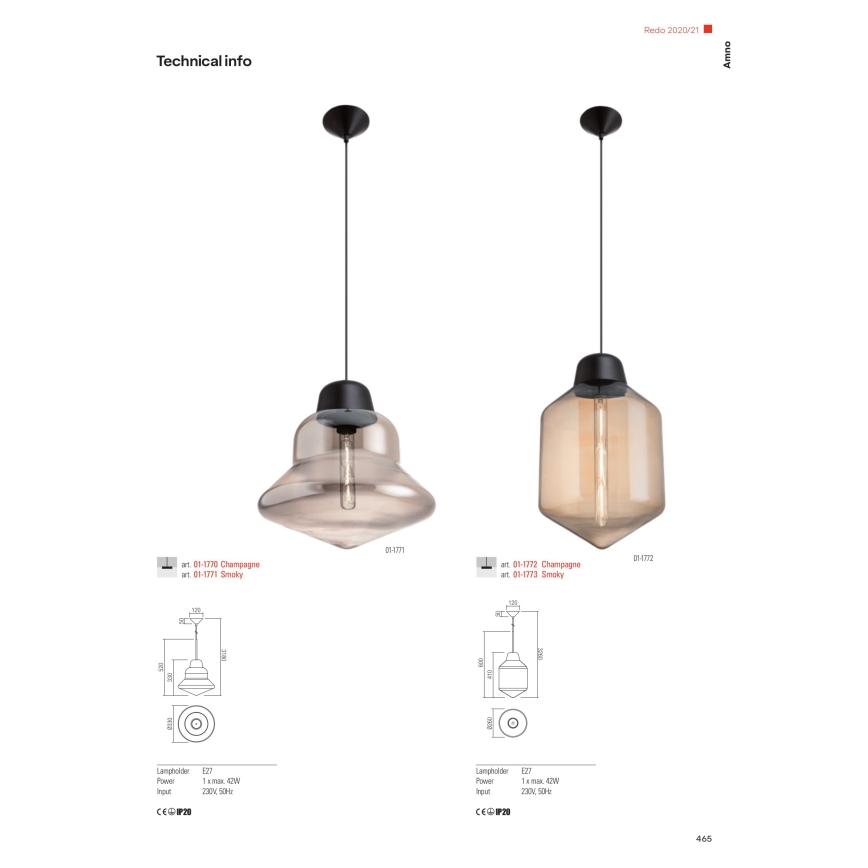 Redo 01-1773 - Pendel AMNO 1x/E27/42W/230V diameter 26 cm grå