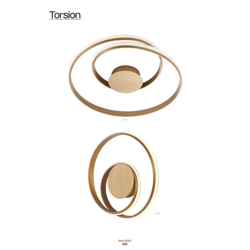 Redo 01-1790 - Dæmpbar LED-væglampe TORSION LED/27W/230V Ø 40 cm bronzefarvet