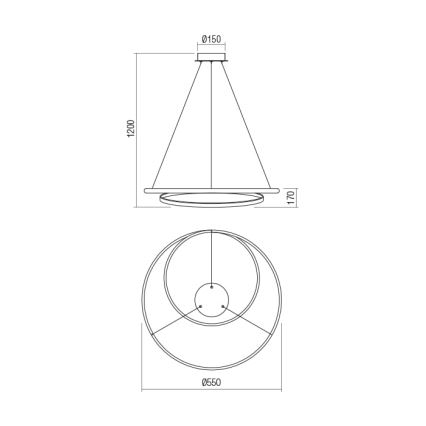 Redo 01-1794 - LED pendel dæmpbar TORSION LED/29W/230V diameter 55 cm bronze