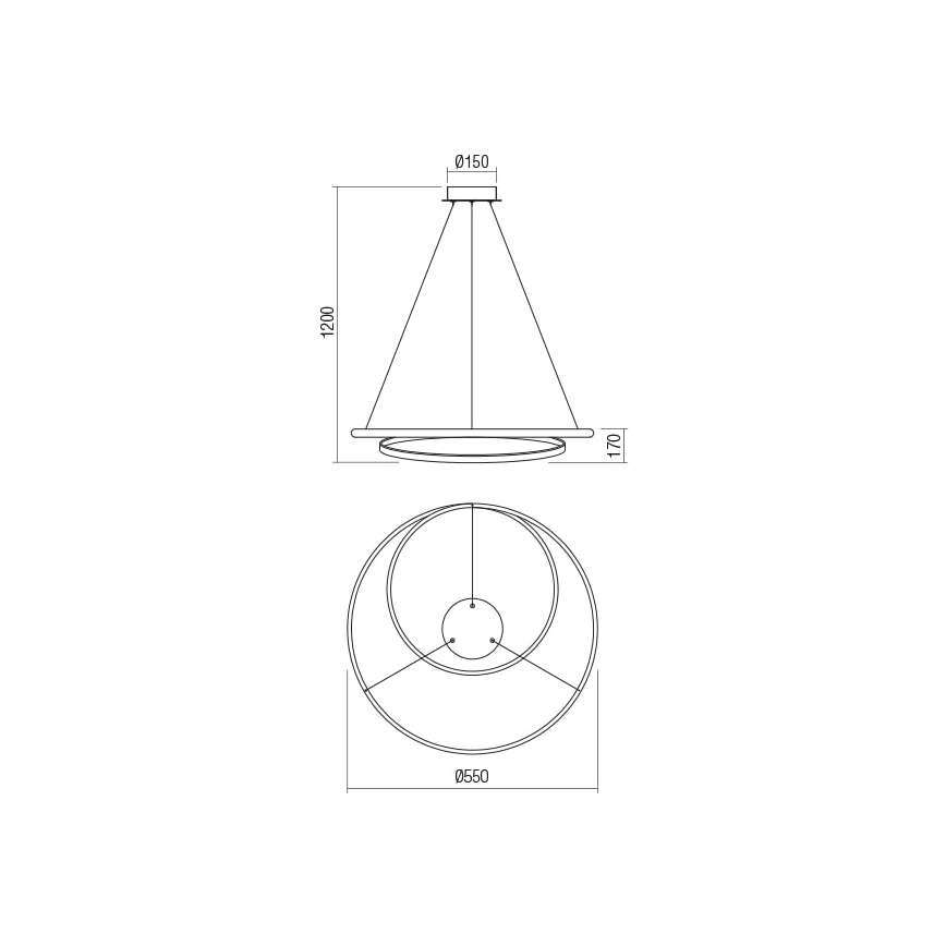 Redo 01-1794 - LED pendel dæmpbar TORSION LED/29W/230V diameter 55 cm bronze