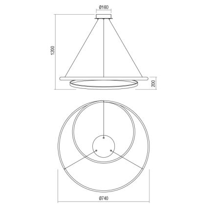 Redo 01-1795 - LED pendel dæmpbar TORSION LED/40W/230V diameter 74 cm hvid