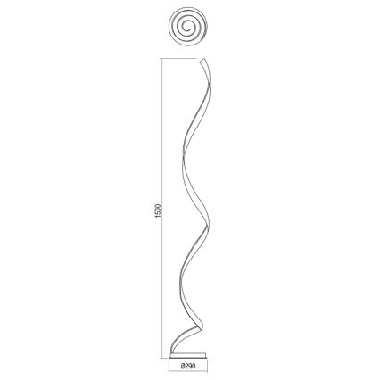 Redo 01-1798 - Dæmpbar LED-gulvlampe TORSION LED/24W/230V 3000K bronzefarvet
