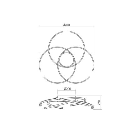 Redo 01-1801 - LED loftlampe dæmpbar ALIEN LED/60W/230V 3000K diameter 70 cm hvid