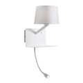 Redo 01-1807 - LED-væglampe med fleksibel læselampe TOMO 1xE27/42W/230V + LED/3W/230V hvid