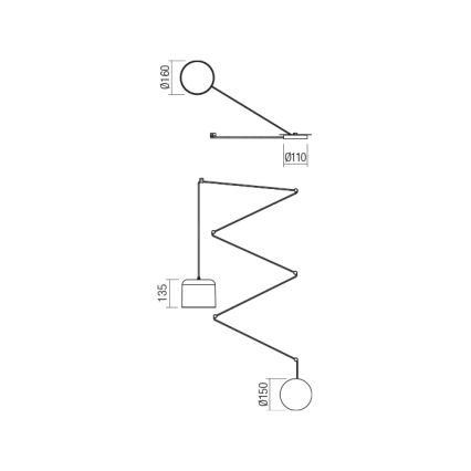 Redo 01-1822 - Pendel DODO 1xE27/15W/230V edderkop sort