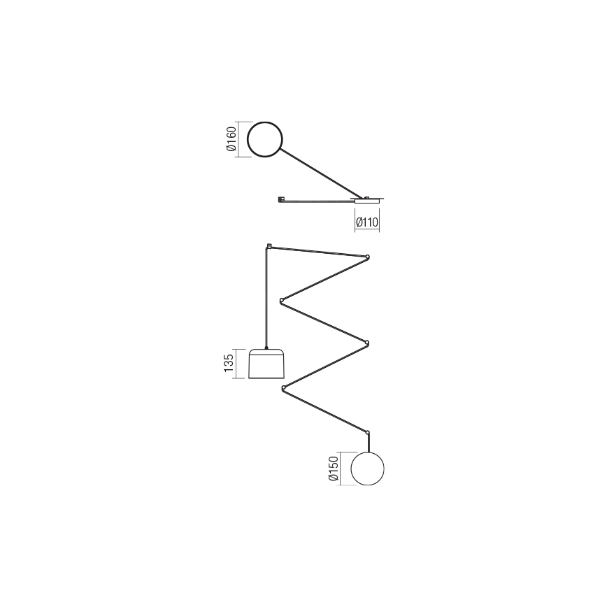 Redo 01-1822 - Pendel DODO 1xE27/15W/230V edderkop sort