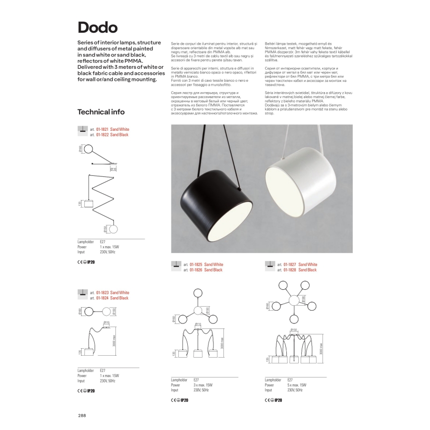 Redo 01-1826 - Pendel DODO 3xE27/15W/230V edderkop