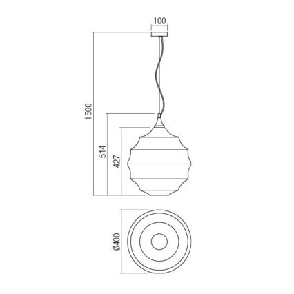 Redo 01-1845 - Pendel SLAG 1xE27/42W/230V diameter 40 cm grå