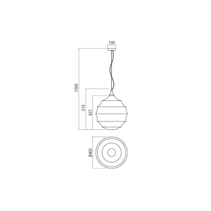 Redo 01-1845 - Pendel SLAG 1xE27/42W/230V diameter 40 cm grå