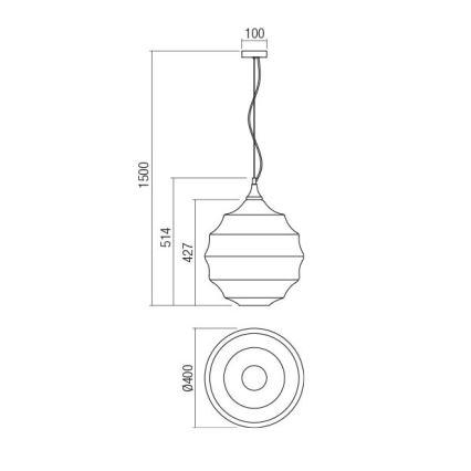 Redo 01-1846 - Pendel SLAG 1xE27/42W/230V diameter 40 cm kobber