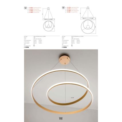 Redo 01-1889 - LED-dæmpbar lysekrone på wire TORSION LED/29W/230V Ø 55 cm bronzefarvet