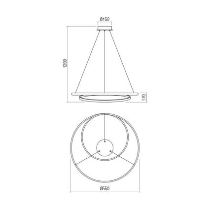Redo 01-1889 - LED-dæmpbar lysekrone på wire TORSION LED/29W/230V Ø 55 cm bronzefarvet