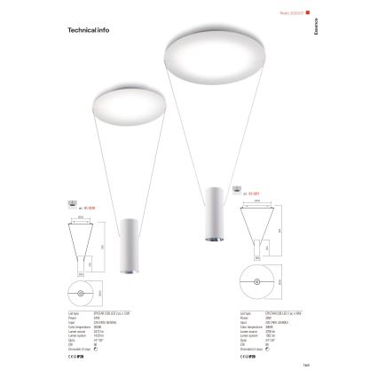 Redo 01-1970 - LED pendel dæmpbar ESSENCE LED/24W/230V CRI 90 3000K hvid
