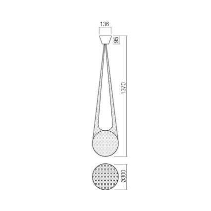 Redo 01-1973 - LED pendel ALLURIA 1xE27/7W/230V diameter 30 cm