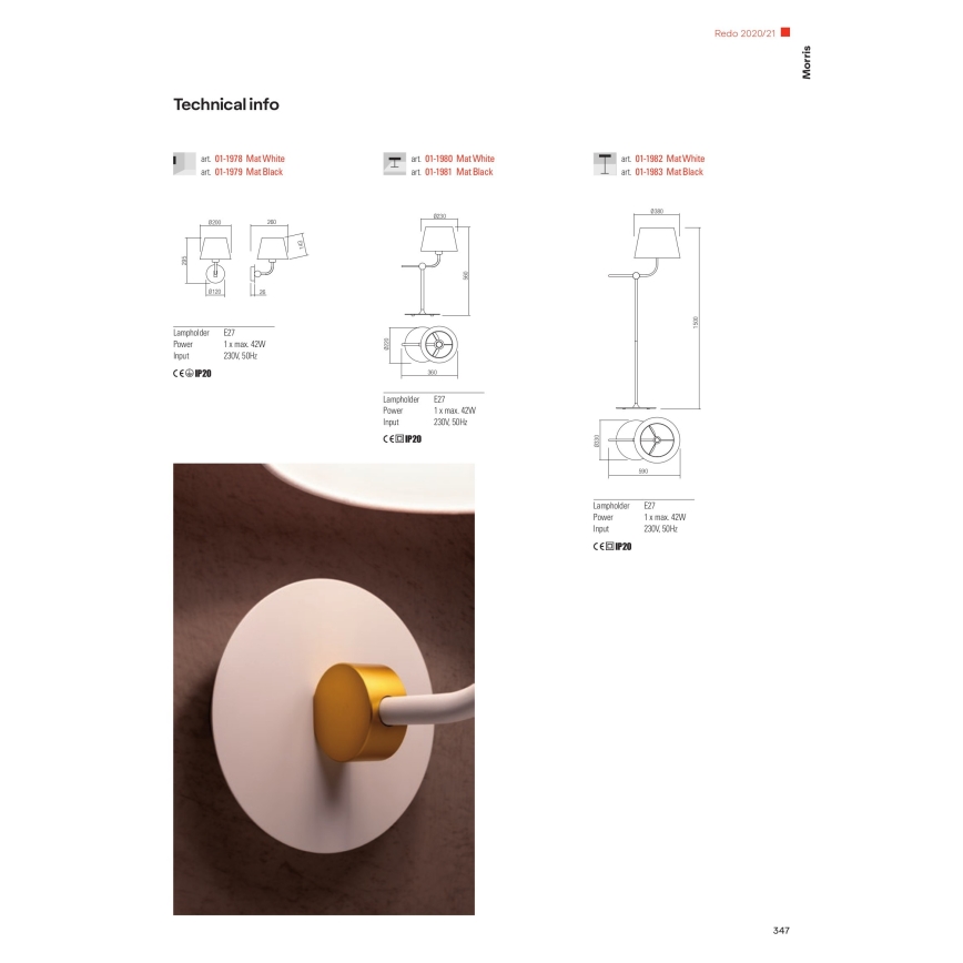 Redo 01-1981 - Bordlampe MORRIS 1xE27/42W/230V sort