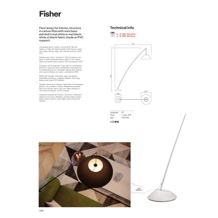 Redo 01-1988 - Gulvlampe FISHER 1xE27/42W/230V hvid
