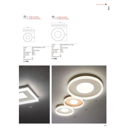 Redo 01-2000 - Dæmpbar LED-loftlampe MAYA LED/55W/230V 51x51 cm guld