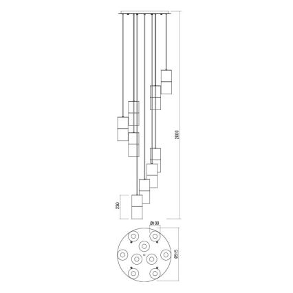 Redo 01-2027 - Pendel IWI 9xE27/42W/230V sort