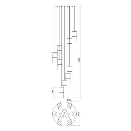 Redo 01-2027 - Pendel IWI 9xE27/42W/230V sort