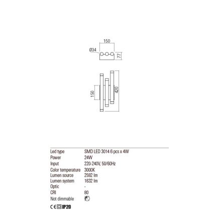 Redo 01-2036 - LED væglampe MADISON 6xLED/4W/230V guldfarvet