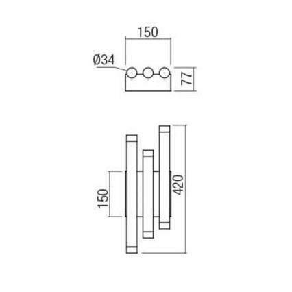 Redo 01-2038 - LED væglampe MADISON 6xLED/4W/230V sort