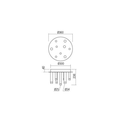 Redo 01-2039 - LED loftlampe MADISON 9xLED/4W/230V guldfarvet