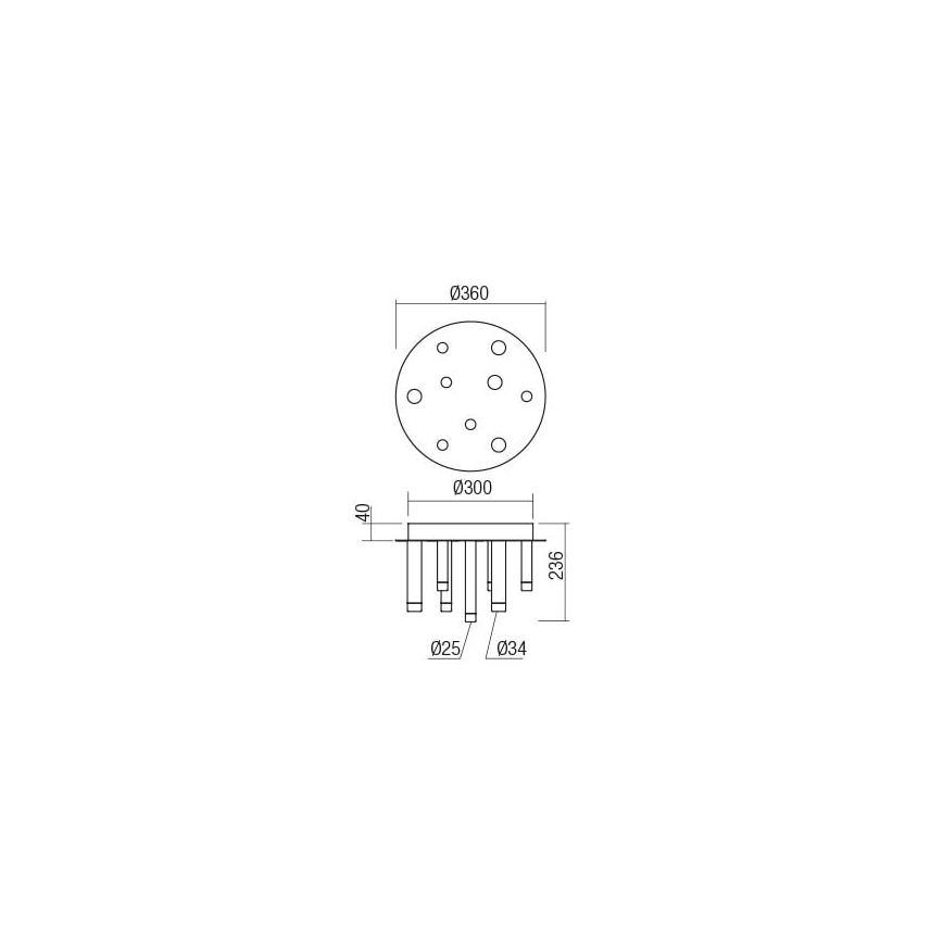 Redo 01-2041 - LED loftlampe MADISON 9xLED/4W/230V sort