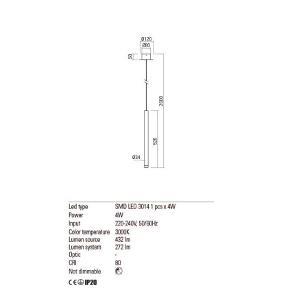 Redo 01-2043 - LED pendel MADISON LED/4W/230V guldfarvet