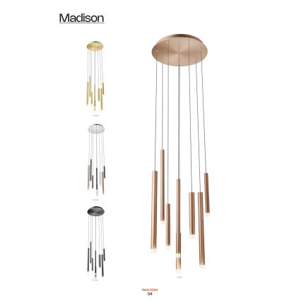 Redo 01-2053 - LED pendel MADISON 8xLED/4W/230V skinnende krom/sort/kobber