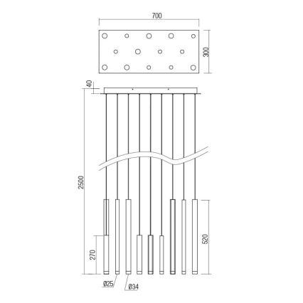 Redo 01-2054 - LED pendel MADISON 14xLED/4W/230V guldfarvet