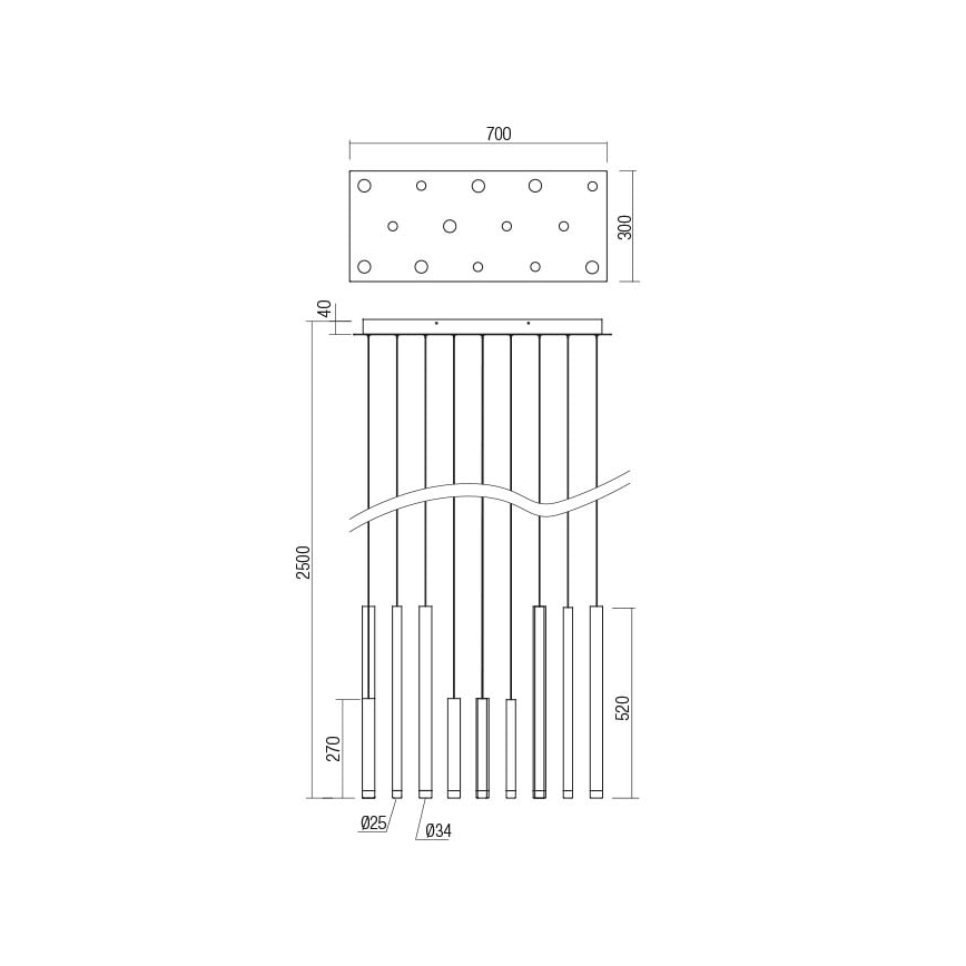 Redo 01-2057 - LED pendel MADISON 14xLED/4W/230V skinnende krom/sort/kobber