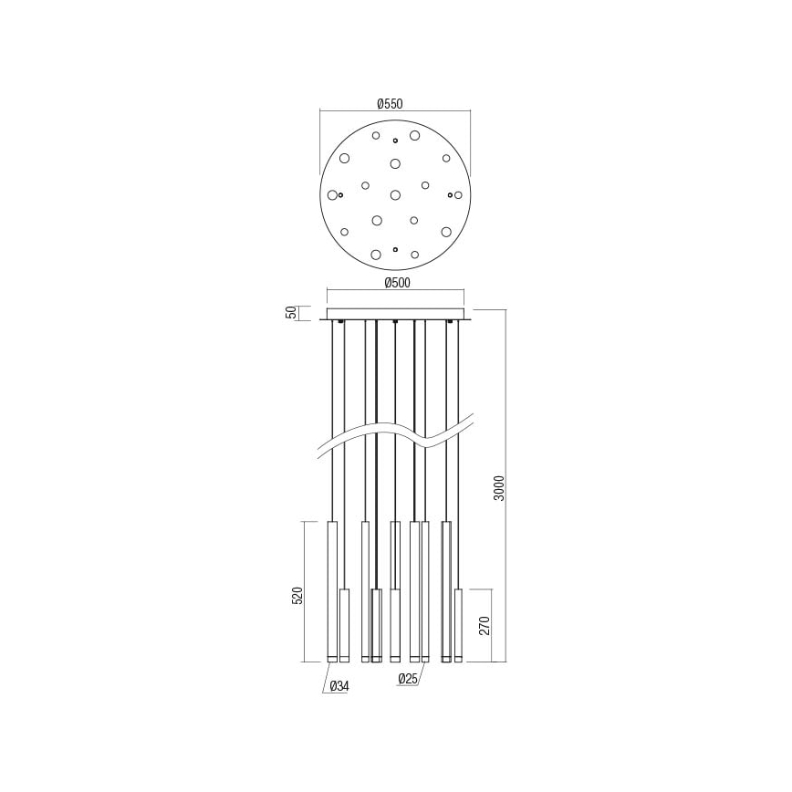 Redo 01-2061 - LED pendel MADISON 16xLED/4W/230V skinnende krom/sort/kobber