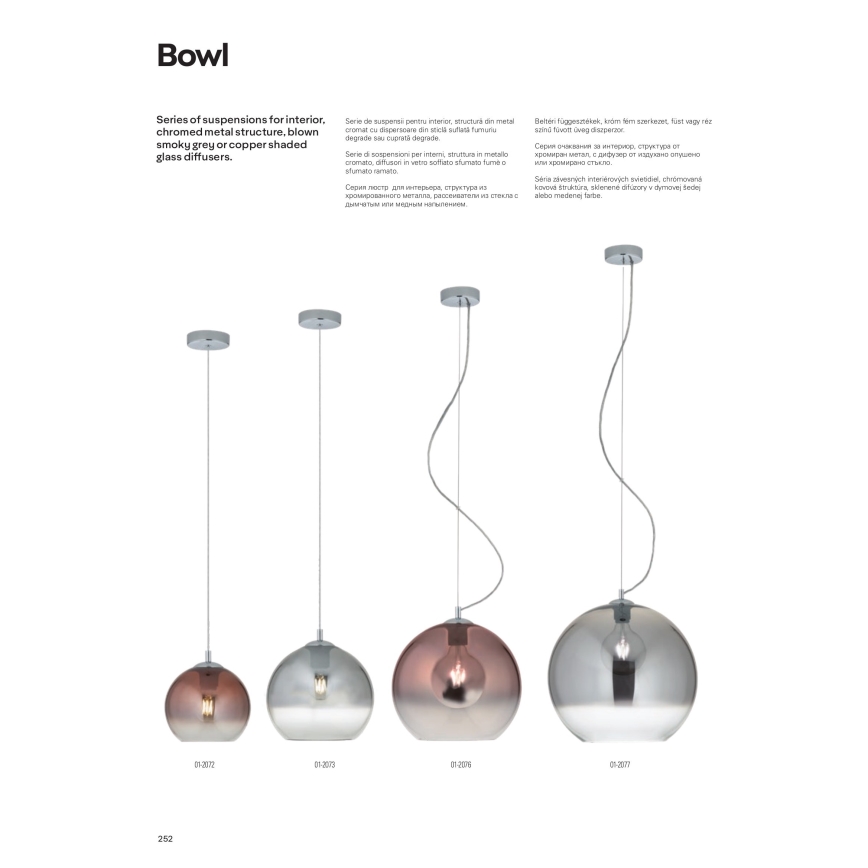 Redo 01-2076 - Pendel BOWL 1xE27/42W/230V diameter 30 cm kobber