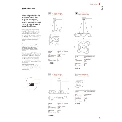 Redo 01-2110 - LED pendel dæmpbar CORRAL LED/40W/230V 3000K guldfarvet