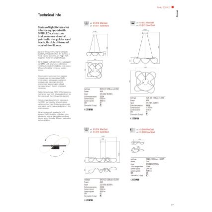 Redo 01-2112 - LED pendel dæmpbar CORRAL LED/60W/230V 3000K guldfarvet