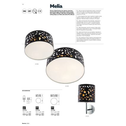 Redo 01-2138 - Loftlampe MELIA 2xE27/42W/230V diameter 30 cm