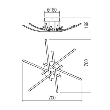 Redo 01-2187 - LED loftlampe SPATHA 6xLED/6W/230V 3000K guldfarvet